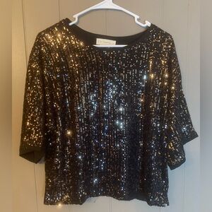 By Together Black and Gold Sequin Blouse